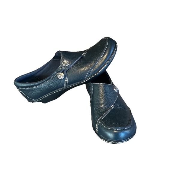Clarks Shoes - Clarks Bendables Casual Black Leather Slip On Comfort Loafers Round Toe Sz 7.5N